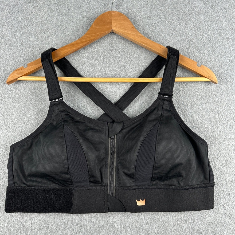 SHEFIT Sports Bra Womens Luxe Large Ultimate Black High Impact Zip Front NEW